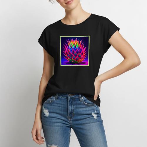 Electric Neon Dragon Fruit - Women's Premium Roll Up Sleeve T-Shirt