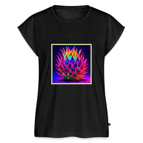 Electric Neon Dragon Fruit - Women's Premium Roll Up Sleeve T-Shirt