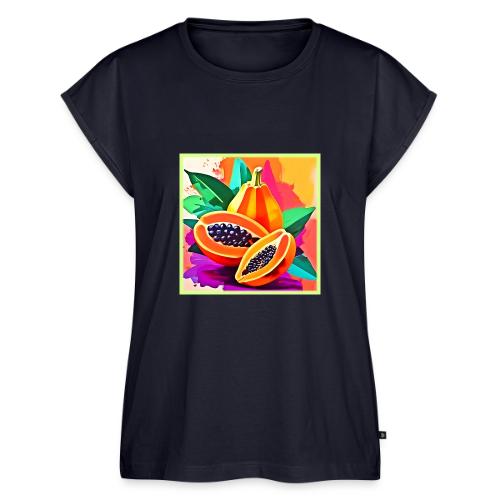 Sliced Papaya Pop Art - Women's Premium Roll Up Sleeve T-Shirt