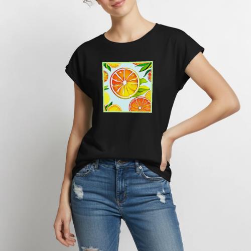 Orange Slice: Citrus Art - Women's Premium Roll Up Sleeve T-Shirt