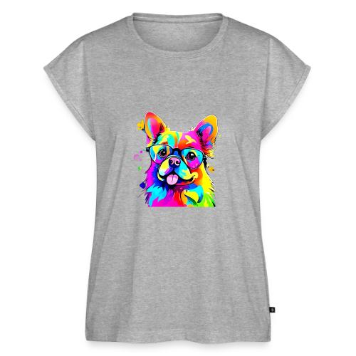 Vibrant Pup: Abstract Dog Art - Women's Premium Roll Up Sleeve T-Shirt