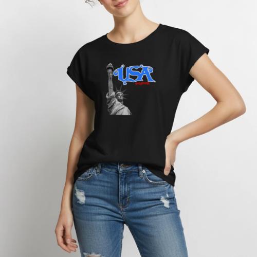 HAIL THE HEROES STATUE OF LIBERTY - Women's Premium Roll Up Sleeve T-Shirt