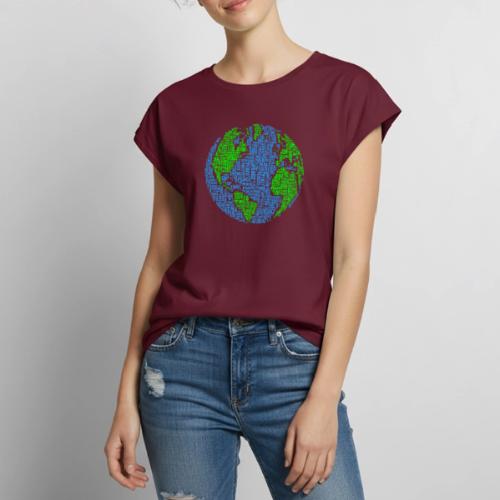 Global PEACE Sphere - Women's Premium Roll Up Sleeve T-Shirt