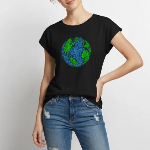 Global PEACE Sphere - Women's Premium Roll Up Sleeve T-Shirt