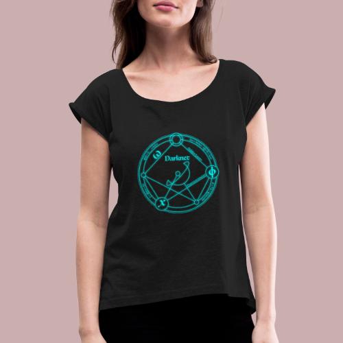 darknet logo cyan - Women's Roll Cuff T-Shirt