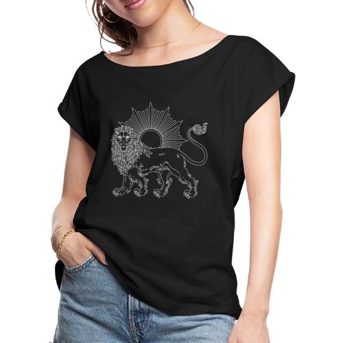 Lion and Sun White - Women's Roll Cuff T-Shirt
