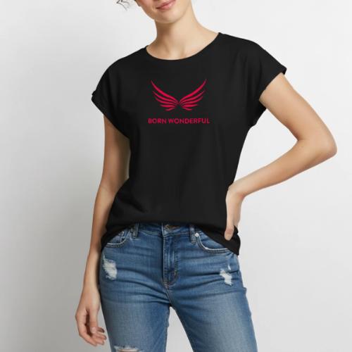 Red Born Wonderful Logo - Women's Premium Roll Up Sleeve T-Shirt