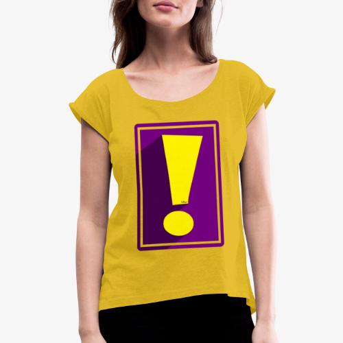 Purple Whee! Shadow Exclamation Point - Women's Roll Cuff T-Shirt
