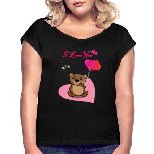 Kuma Lover - Women's Roll Cuff T-Shirt