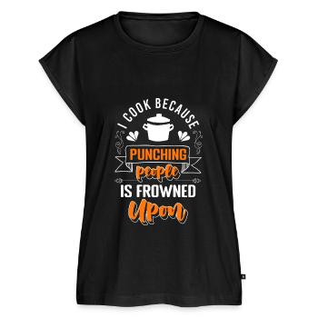Cooking Wooden Spoon Food - Women's Premium Roll Up Sleeve T-Shirt - black - Front - AI Model Female 180 light (180cm)