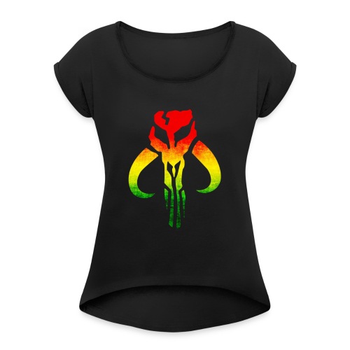 Rasta Mandalorian - Women's Roll Cuff T-Shirt