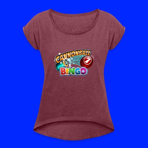 Vintage Cannonball Bingo Logo - Women's Roll Cuff T-Shirt