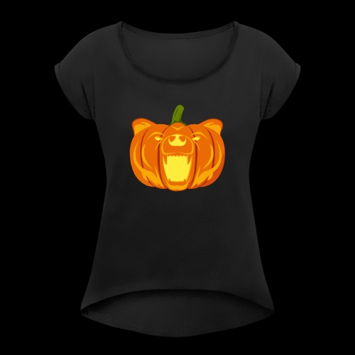 Pumpkin Bear - Women's Roll Cuff T-Shirt