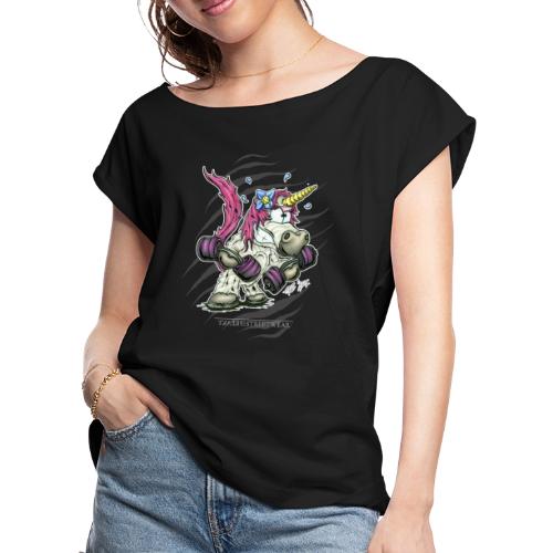 train like a unicorn - Women's Roll Cuff T-Shirt