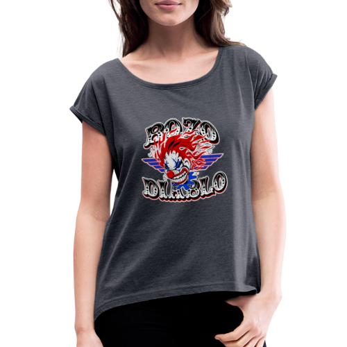 Bozo Diablo Crazy Clown Illustration - Women's Roll Cuff T-Shirt