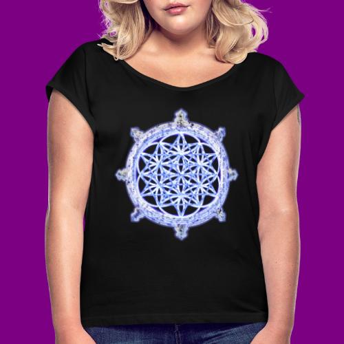 Diamond Sutra - Flower of Life - Mandala - - Women's Roll Cuff T-Shirt
