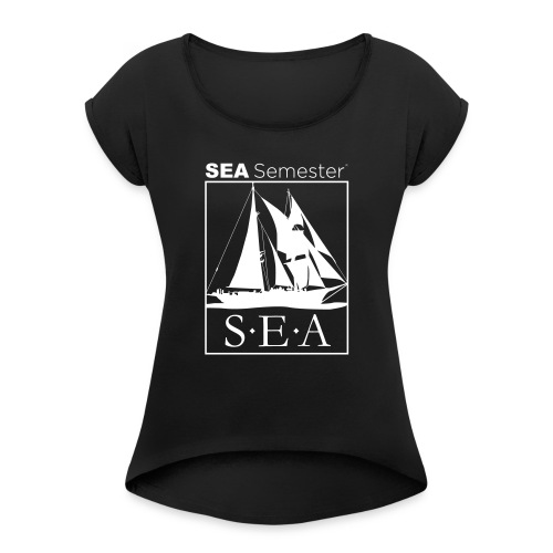 SEA_logo_WHITE_eps - Women's Roll Cuff T-Shirt