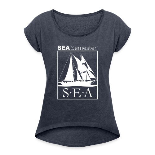 SEA_logo_WHITE_eps - Women's Roll Cuff T-Shirt