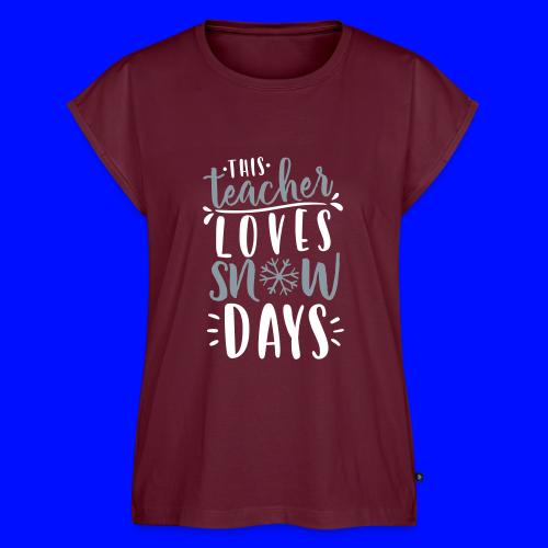 This Teacher Loves Snow Days Funny Winter Teacher - Women's Premium Roll Up Sleeve T-Shirt