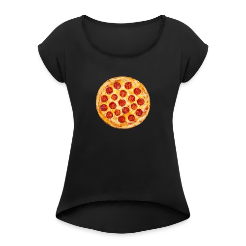 Pepperoni Pizza - Women's Roll Cuff T-Shirt