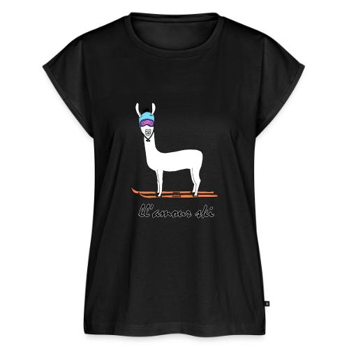 Skiin' llama - Women's Premium Roll Up Sleeve T-Shirt