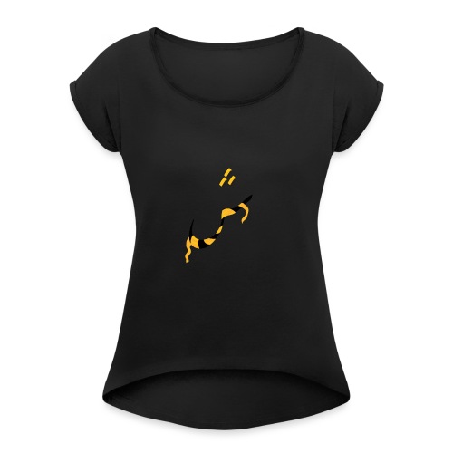 T-shirt_letter_shin - Women's Roll Cuff T-Shirt
