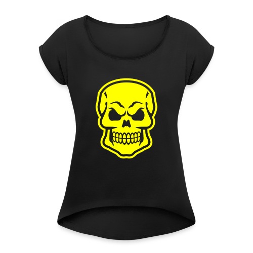 Skull vector yellow - Women's Roll Cuff T-Shirt
