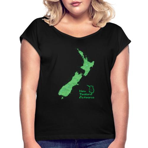 New Zealand's Map - Women's Roll Cuff T-Shirt