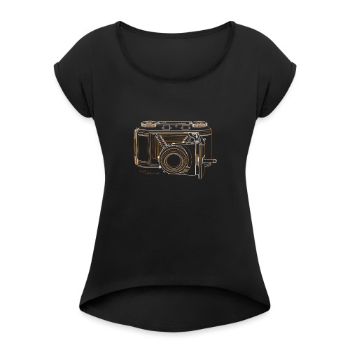 Camera Sketches - Voigtlander Synchro Compur - Women's Roll Cuff T-Shirt