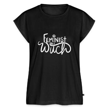 Sorcière féministe - T-shirt Premium Femme à Manches Retroussables - noir - Devant - AI Model Female 180 light (180cm)