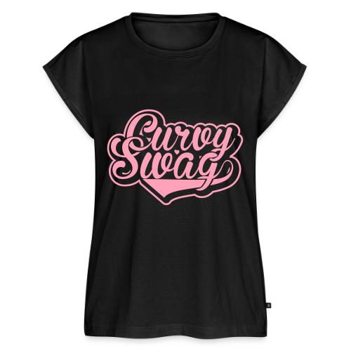 Curvy Swag Reversed Out Design - Women's Premium Roll Up Sleeve T-Shirt