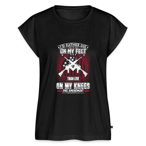 I'd Rather Die on My Feet for Dark Background - Women's Premium Roll Up Sleeve T-Shirt