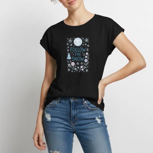 Follow the Snow – Cozy Winter Watercolor - Women's Premium Roll Up Sleeve T-Shirt