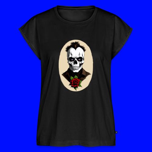 Skull with rose - Women's Premium Roll Up Sleeve T-Shirt