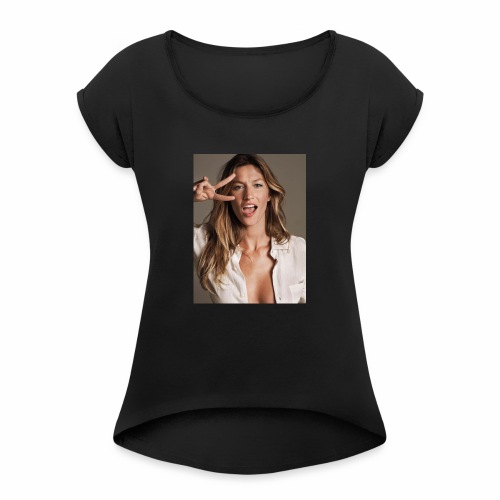 Kate Moss portrait - Women's Roll Cuff T-Shirt
