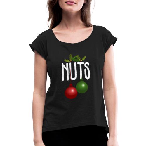 Chest Nuts Matching Chestnuts Funny Christmas - Women's Roll Cuff T-Shirt