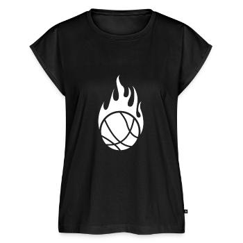 Basketball Ball Flames On Fire Player Heat burning - Women's Premium Roll Up Sleeve T-Shirt - black - Front - AI Model Female 180 light (180cm)