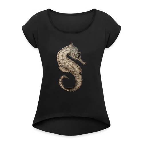seahorse sea horse - Women's Roll Cuff T-Shirt