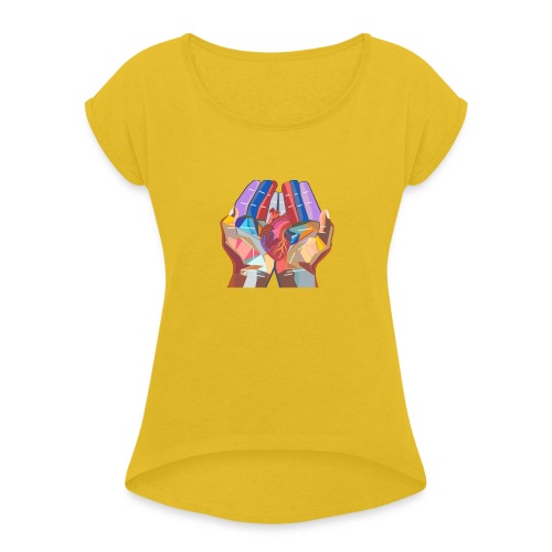Heart in hand - Women's Roll Cuff T-Shirt