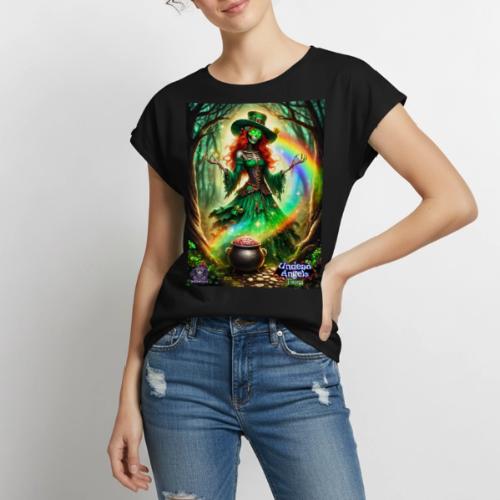Fiona Undead Angel Leprechaun Queen #DFZ-004B - Women's Premium Roll Up Sleeve T-Shirt