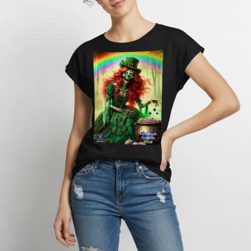 Fiona Undead Angel Leprechaun Queen #DFZ-007B - Women's Premium Roll Up Sleeve T-Shirt