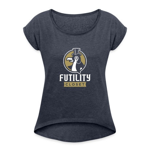Futility Closet Logo - Reversed - Women's Roll Cuff T-Shirt