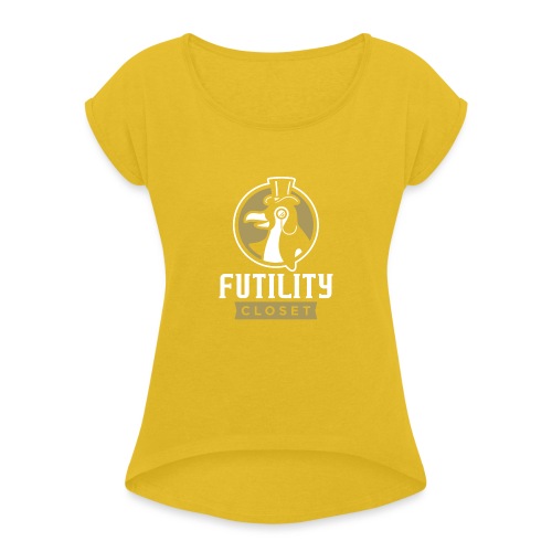 Futility Closet Logo - Reversed - Women's Roll Cuff T-Shirt