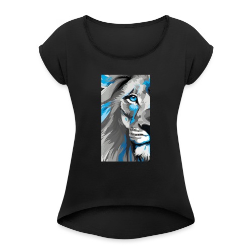 Blue lion king - Women's Roll Cuff T-Shirt