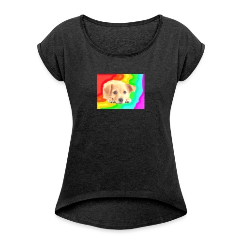 Puppy face - Women's Roll Cuff T-Shirt