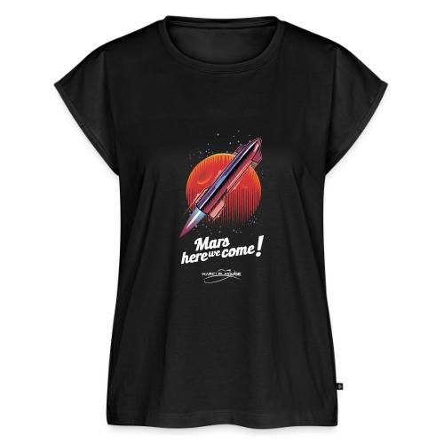 Mars Here We Come - Dark - With Logo - Women's Premium Roll Up Sleeve T-Shirt