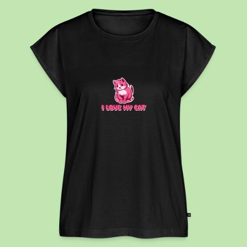 I love my cat - Women's Premium Roll Up Sleeve T-Shirt