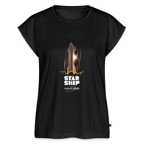 Star Ship Mars - Dark - With Logo - Women's Premium Roll Up Sleeve T-Shirt