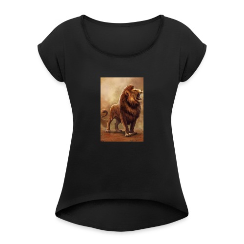 Lion power roar - Women's Roll Cuff T-Shirt