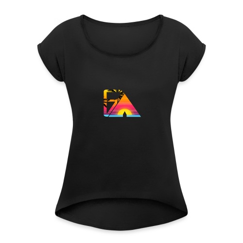 Beach theme - Women's Roll Cuff T-Shirt